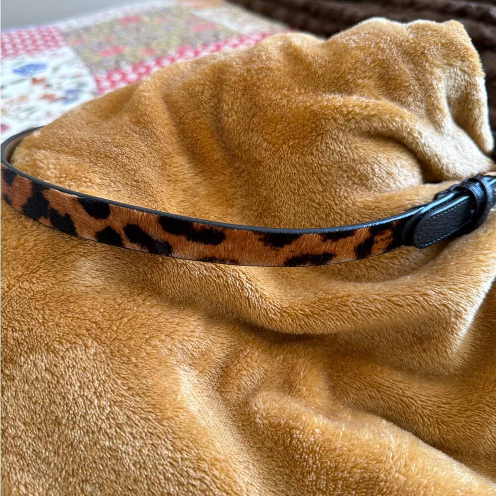 Talbots Leopard Patterned Belt with Black and Gold Accents